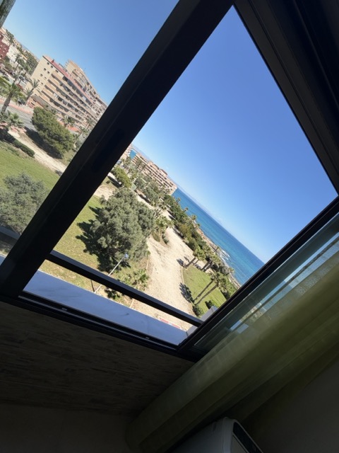 Mediterranean sea view from the studio window, 4th floor in La Mata