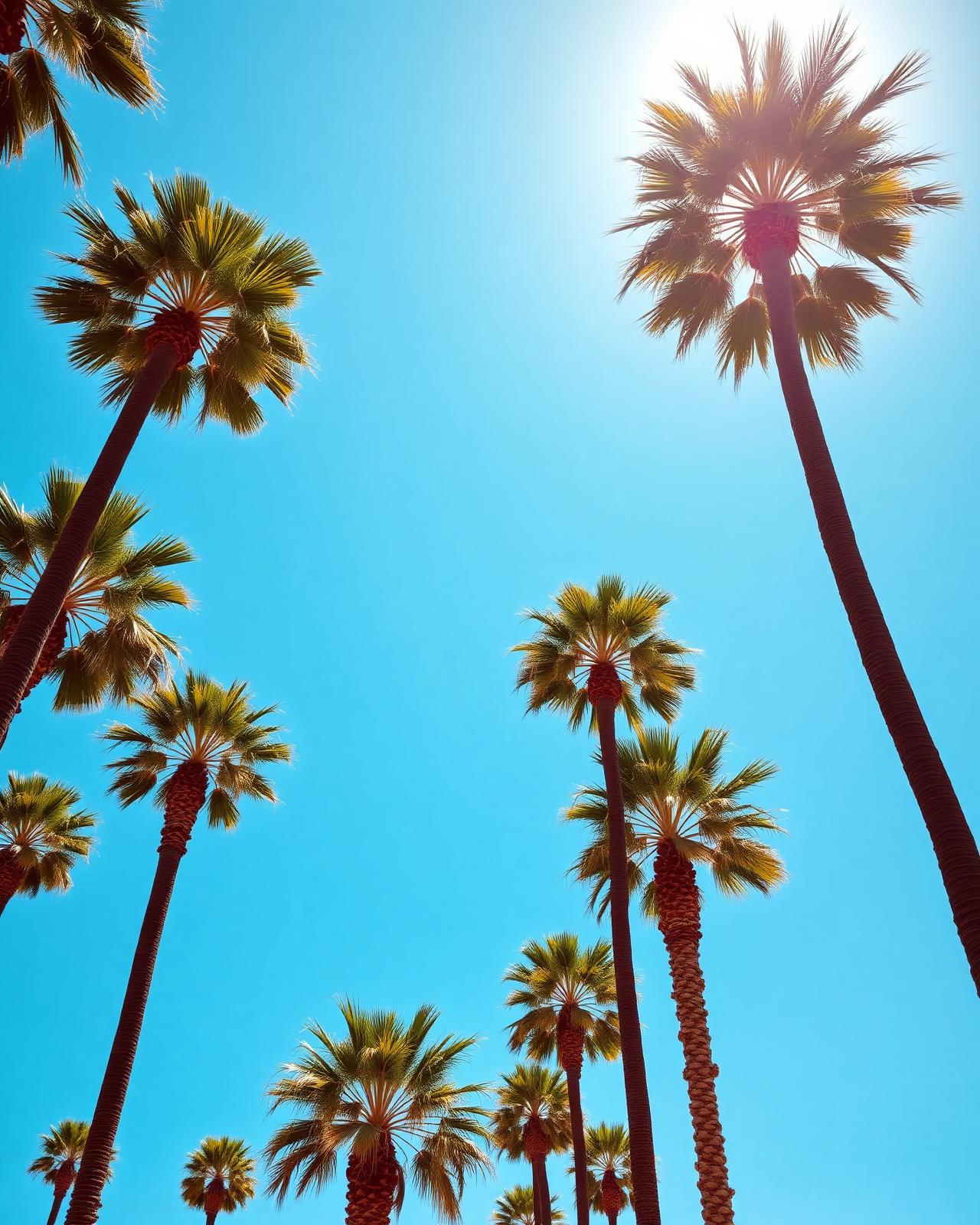 Palm trees against blue Mediterranean sky