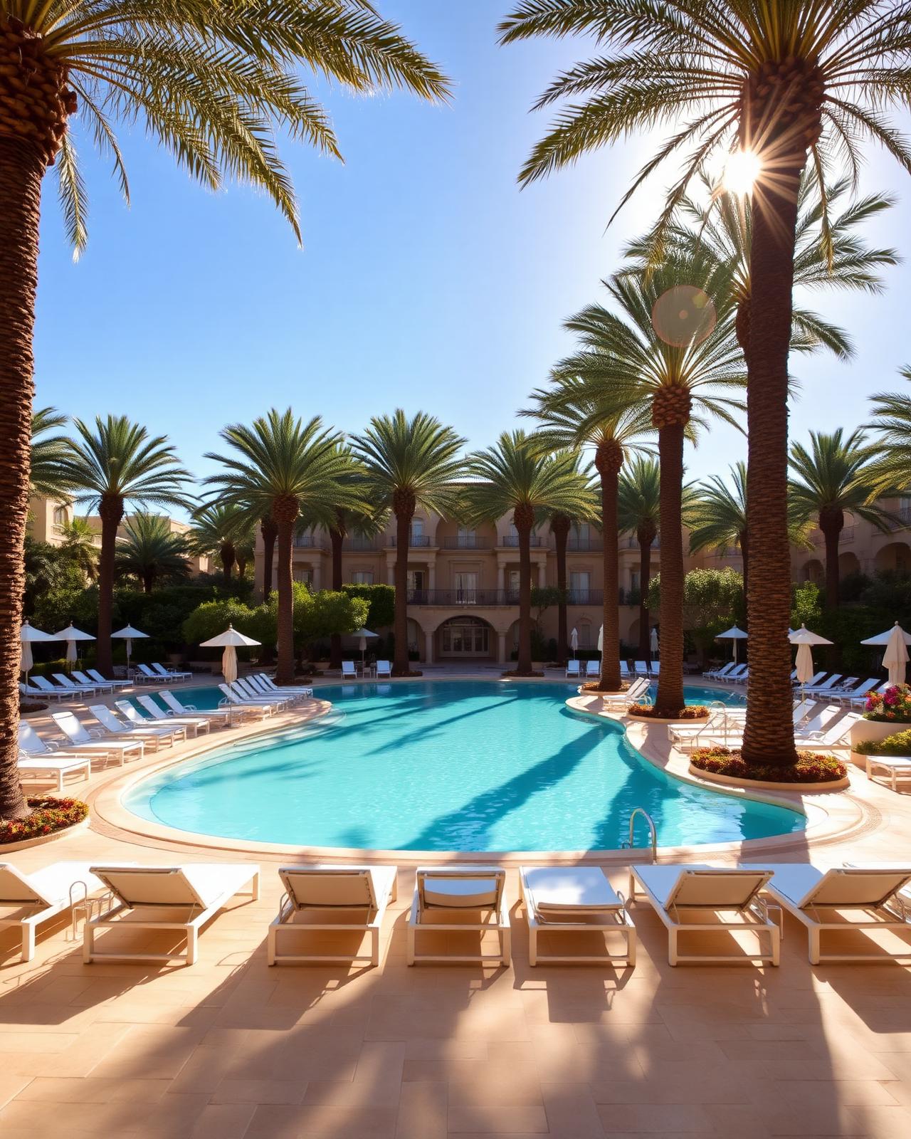 Pool surrounded by palms