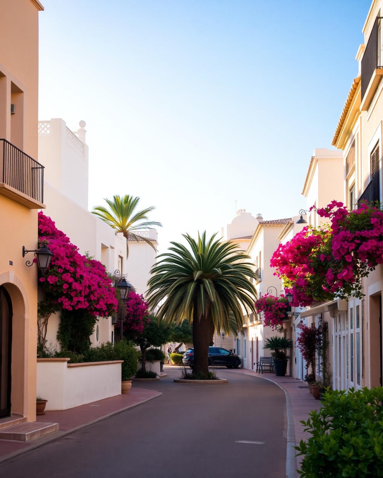 Charming Spanish coastal street in La Mata
